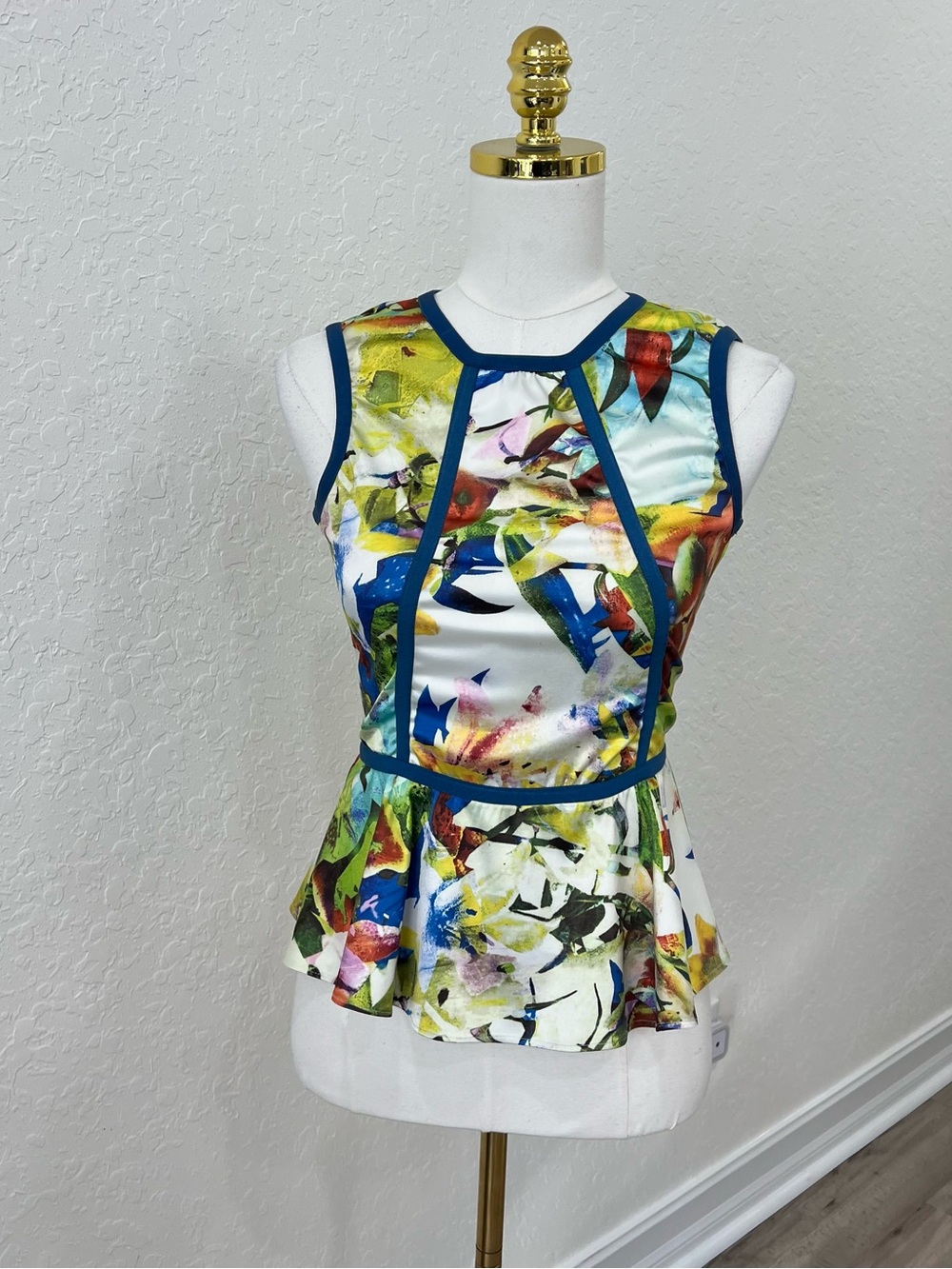 Parker Floral Peplum Top in Multicolor Small